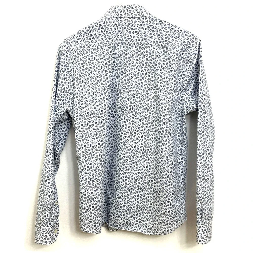 Banana Republic Men's L/S Button Up Shirt Sz M Untucked Fit Blue White Foliage
